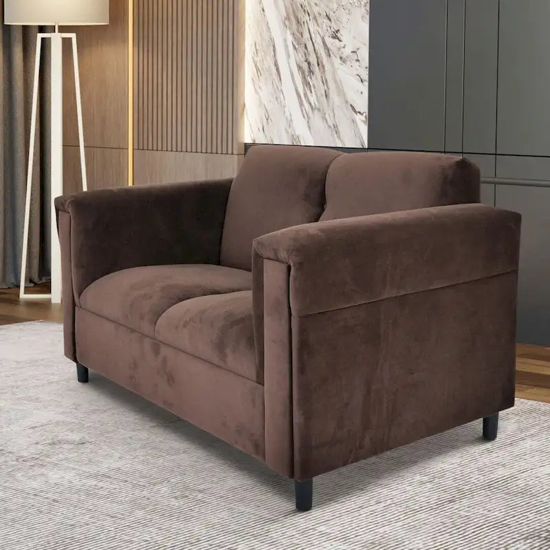 Canapé deux places Coast to Coast Sofas, style moderne du milieu du siècle, structure en bois massif, revêtement en tissu