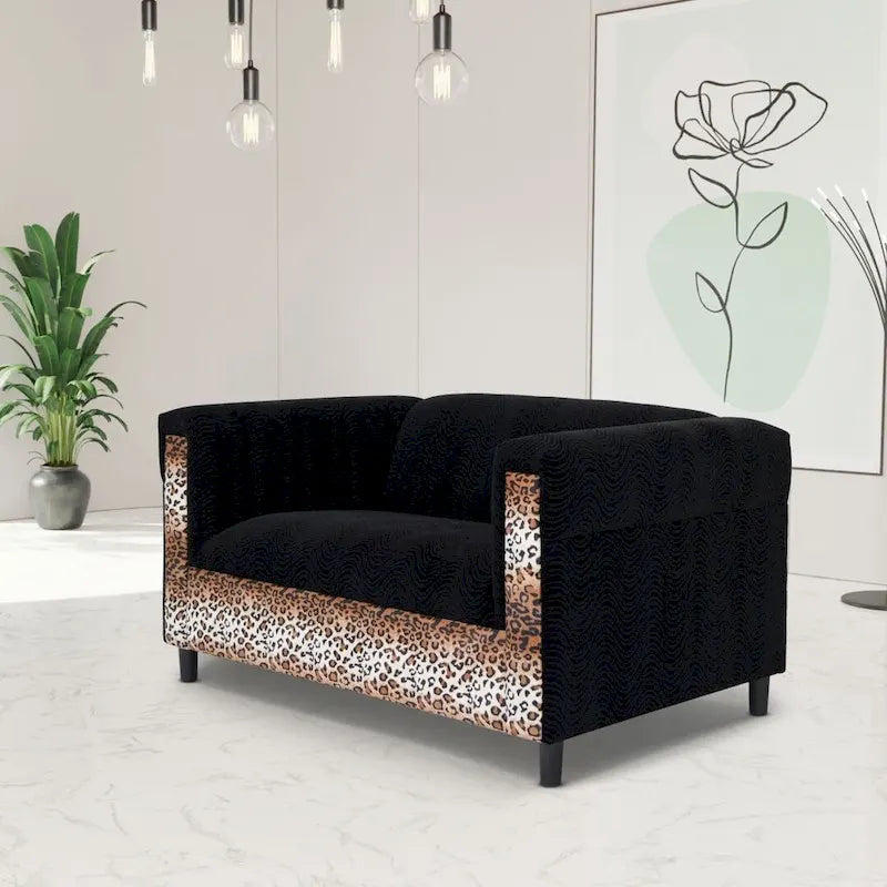 Canapé deux places Coast to Coast Sofas, style moderne du milieu du siècle, structure en bois massif, revêtement en tissu