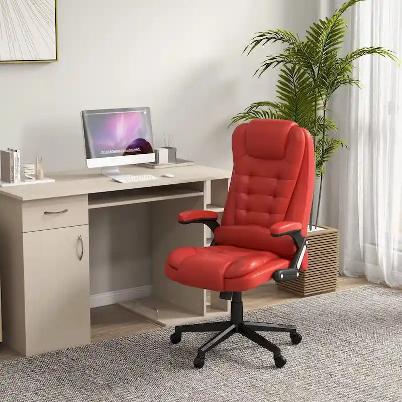 Fauteuil de bureau massant à dossier haut HOMCOM avec 6 points de vibration, beige