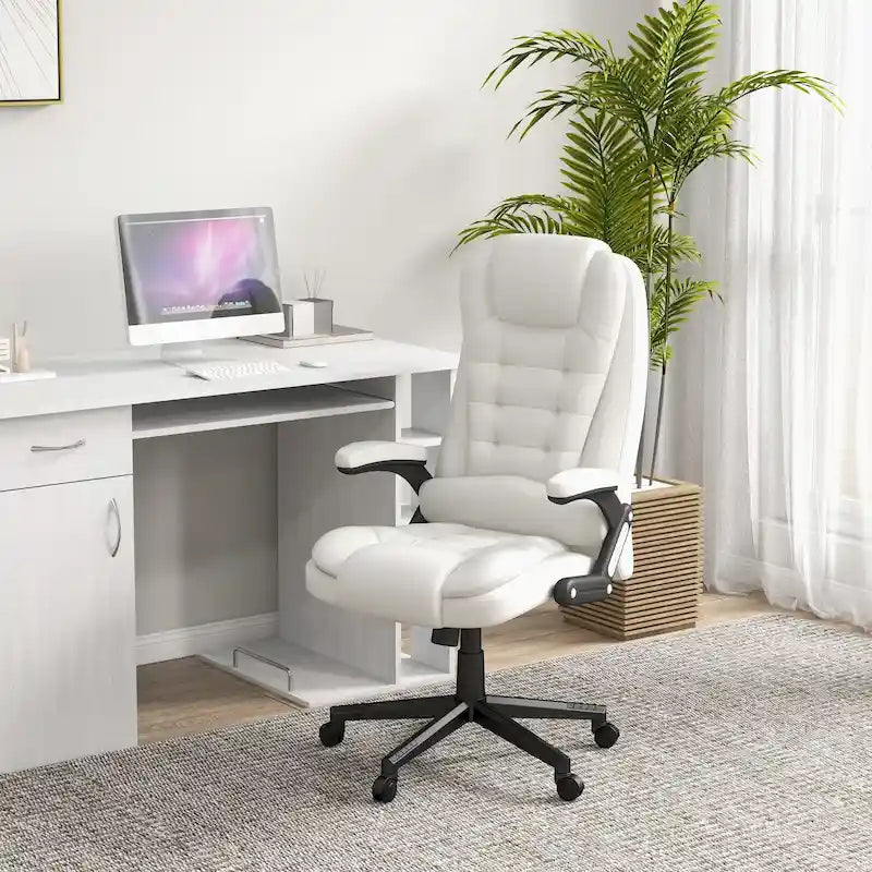 Fauteuil de bureau massant à dossier haut HOMCOM avec 6 points de vibration, beige