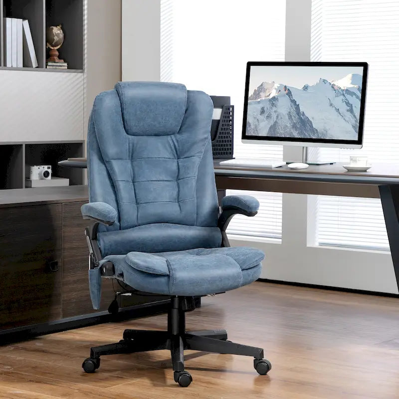 Fauteuil de bureau massant à dossier haut HOMCOM avec 6 points de vibration, beige