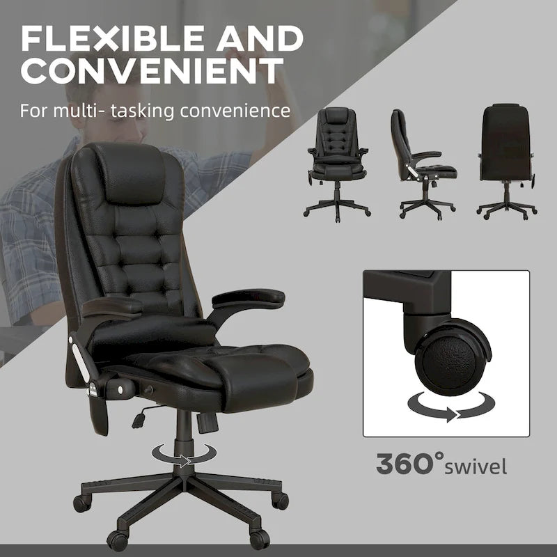 Fauteuil de bureau massant à dossier haut HOMCOM avec 6 points de vibration, beige