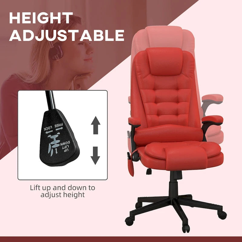 Fauteuil de bureau massant à dossier haut HOMCOM avec 6 points de vibration, beige