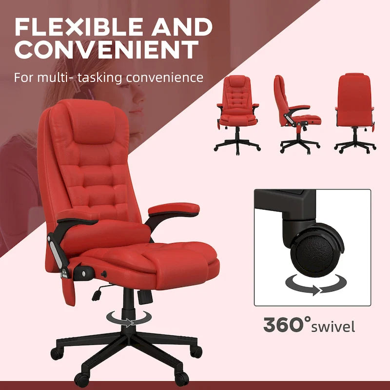 Fauteuil de bureau massant à dossier haut HOMCOM avec 6 points de vibration, beige