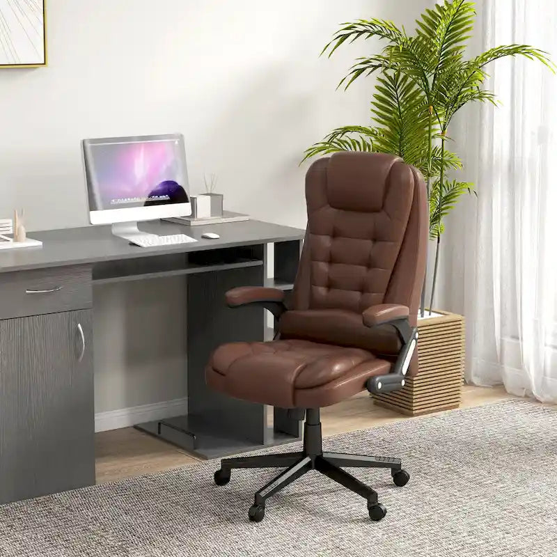 Fauteuil de bureau massant à dossier haut HOMCOM avec 6 points de vibration, beige
