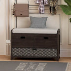 Banc de rangement avec panier amovible et 2 tiroirs