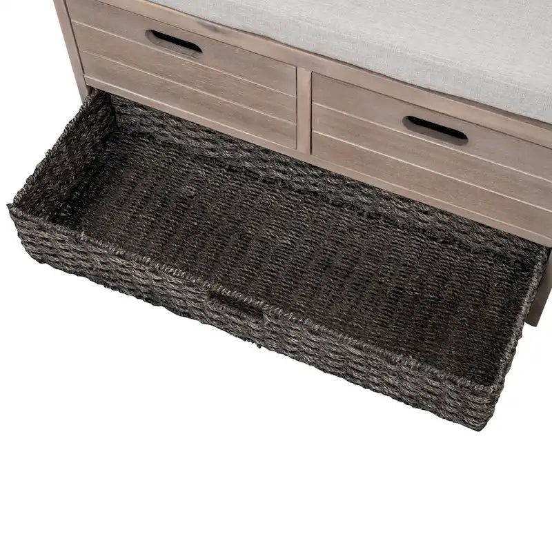 Banc de rangement avec panier amovible et 2 tiroirs