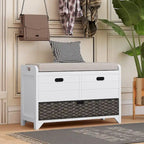 Banc de rangement avec panier amovible et 2 tiroirs