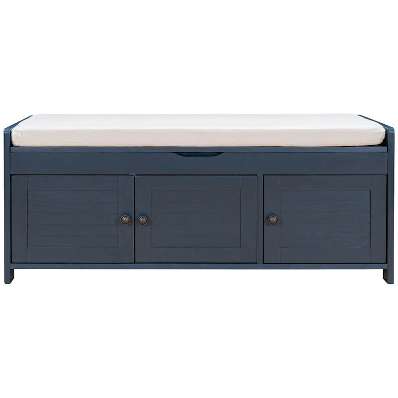 Banc de rangement avec 3 portes en forme de volets