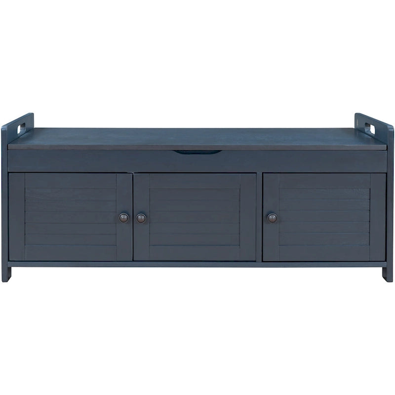 Banc de rangement avec 3 portes en forme de volets