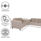 Canapé deux places et canapé Coast to Coast Sofas style moderne du milieu du siècle, revêtement en polyester et nylon, structure en bois massif.