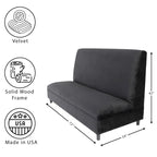 Canapés Coast to Coast, style moderne du milieu du siècle, banquette rembourrée en velours avec structure en bois massif