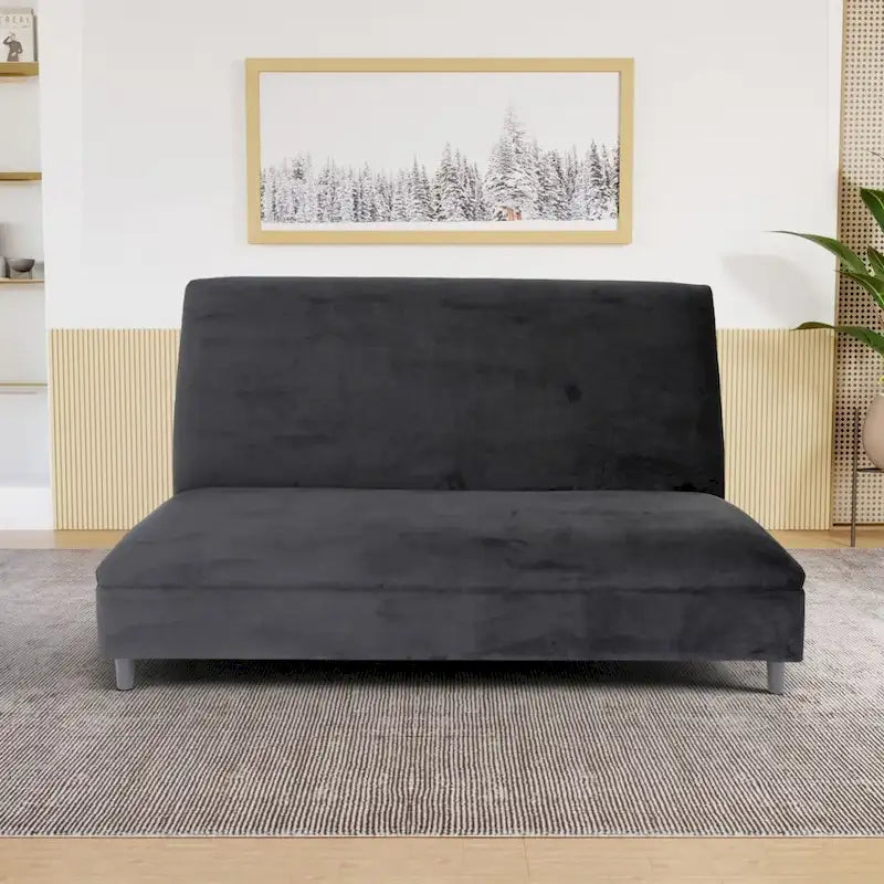 Canapés Coast to Coast, style moderne du milieu du siècle, banquette rembourrée en velours avec structure en bois massif