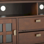 Meuble TV WYNDENHALL Stratford en bois massif, 72 pouces de large, pour téléviseurs jusqu'à 80 pouces.