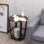 Table d'appoint ronde à 2 niveaux avec étagère de rangement et structure en métal