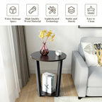 Table d'appoint ronde à 2 niveaux avec étagère de rangement et structure en métal