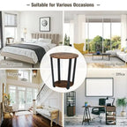 Table d'appoint ronde à 2 niveaux avec étagère de rangement et structure en métal