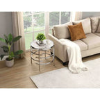 Table d'appoint ronde Grondin 20.67 avec plateau en pierre frittée et structure en métal, table d'appoint de style moderne avec pieds antidérapants