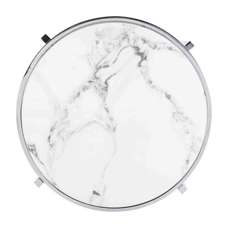 Table d'appoint ronde Grondin 20.67 avec plateau en pierre frittée et structure en métal, table d'appoint de style moderne avec pieds antidérapants