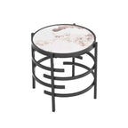 Table d'appoint ronde Grondin 20.67 avec plateau en pierre frittée et structure en métal, table d'appoint de style moderne avec pieds antidérapants