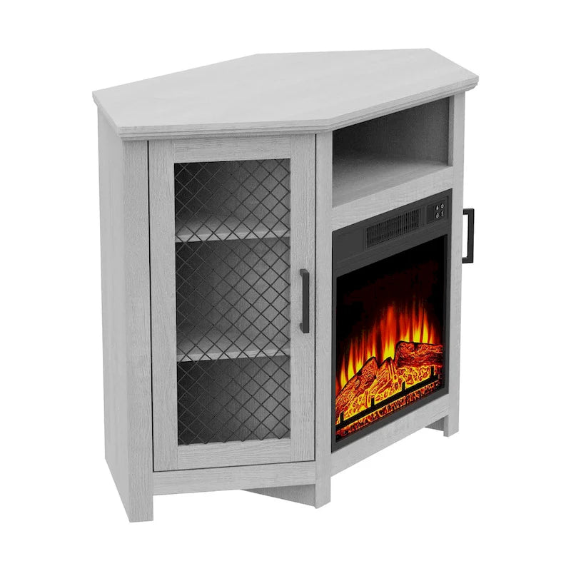 Meuble TV console 44,8 avec foyer électrique 18 et étagères - Non disponible