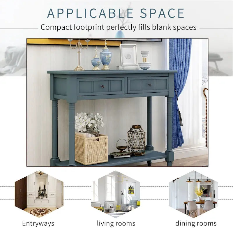 Console moderne avec deux tiroirs et une étagère inférieure