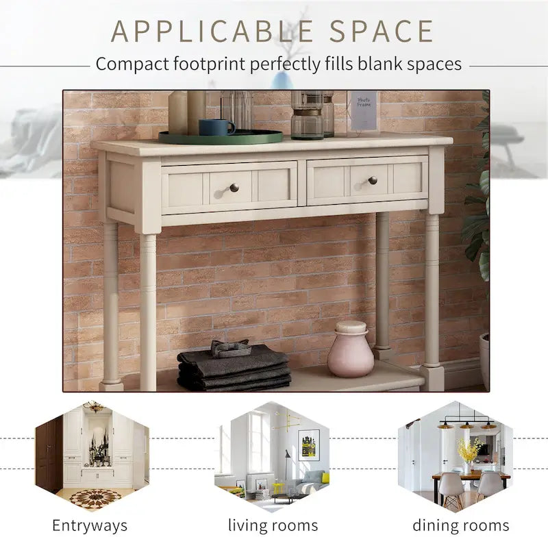 Console moderne avec deux tiroirs et une étagère inférieure