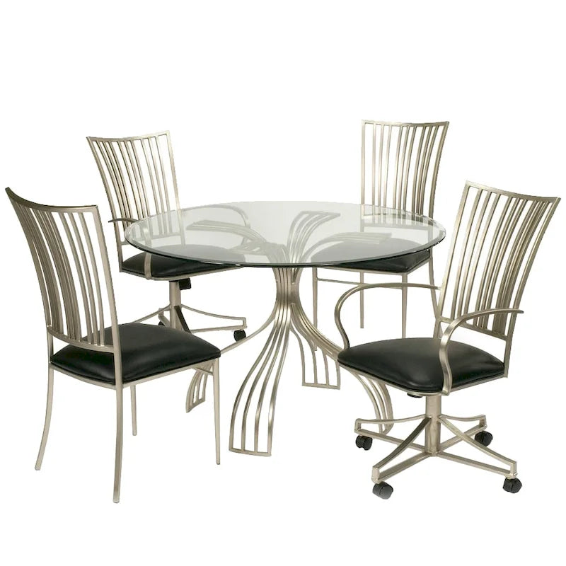 Table de salle à manger Somette Ashton en nickel brossé et verre - Plateau : 47 x 48 x 48 cm - Piètement : 29,33 x 32,99 x 32,99 cm