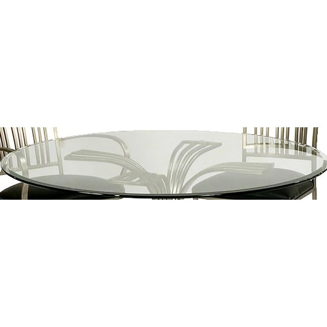 Table de salle à manger Somette Ashton en nickel brossé et verre - Plateau : 47 x 48 x 48 cm - Piètement : 29,33 x 32,99 x 32,99 cm