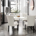 Chaises de salle à manger en similicuir ou table de salle à manger ronde en verre