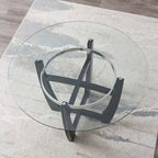 Chaises de salle à manger en similicuir ou table de salle à manger ronde en verre