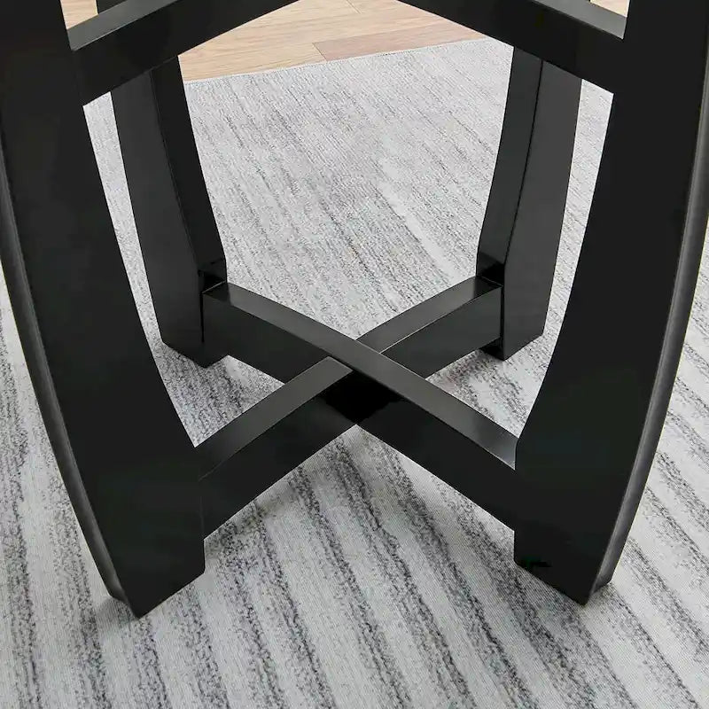 Chaises de salle à manger en similicuir ou table de salle à manger ronde en verre