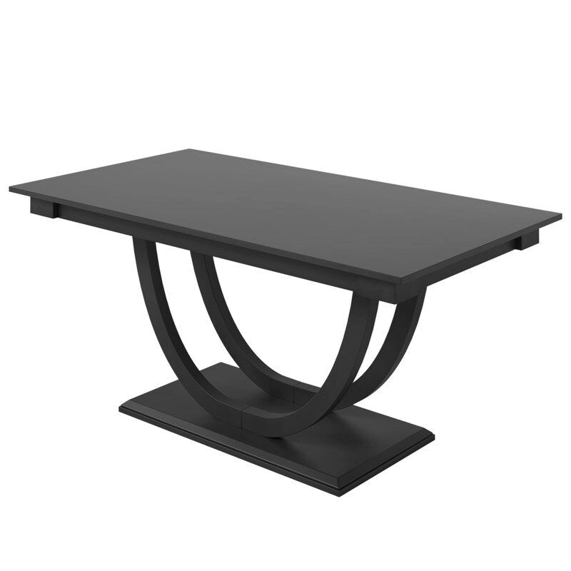 Ensemble de salle à manger demi-ronde en bois 6 pièces avec banc long et 4 chaises, style moderne