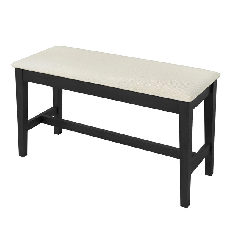 Ensemble de salle à manger demi-ronde en bois 6 pièces avec banc long et 4 chaises, style moderne