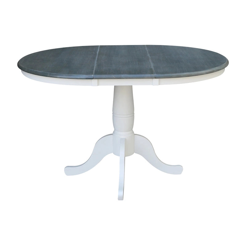 Table d'appoint ronde à pied central de 36 pouces avec rallonge de 12 pouces et 4 chaises Madrid