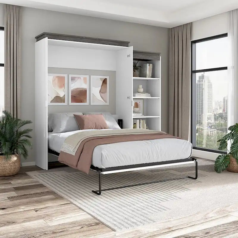 Lit escamotable Orion Queen avec étagères (97 po) par Bestar