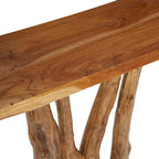 Console en teck massif à bords naturels, petite taille, marron - Roche River Decor - 35,5 cm (L) x 89 cm (l) x 81 cm (H)