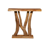 Console en teck massif à bords naturels, petite taille, marron - Roche River Decor - 35,5 cm (L) x 89 cm (l) x 81 cm (H)