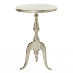 Petite table d'appoint en aluminium tourné, plateau martelé et pieds en volute - Argent - Roche River Decor - 38 cm (L) x 38 cm (l) x 56 cm (H)