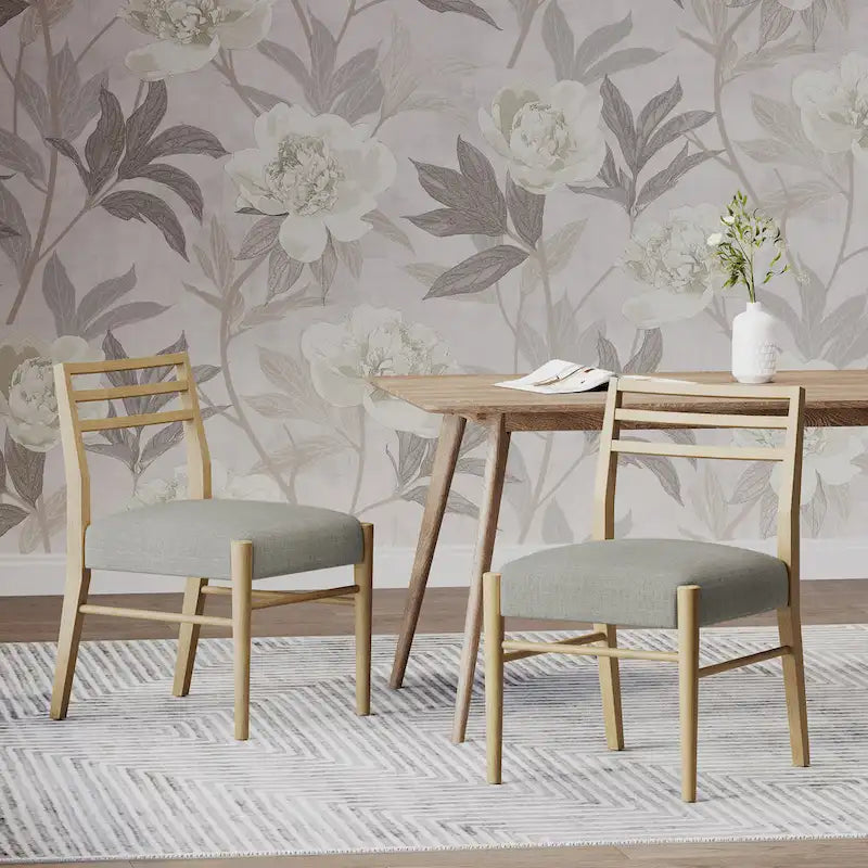 Chaises de salle à manger rembourrées en tissu fétuque et bois d'hévéa (lot de 2) par Christopher Knight Home