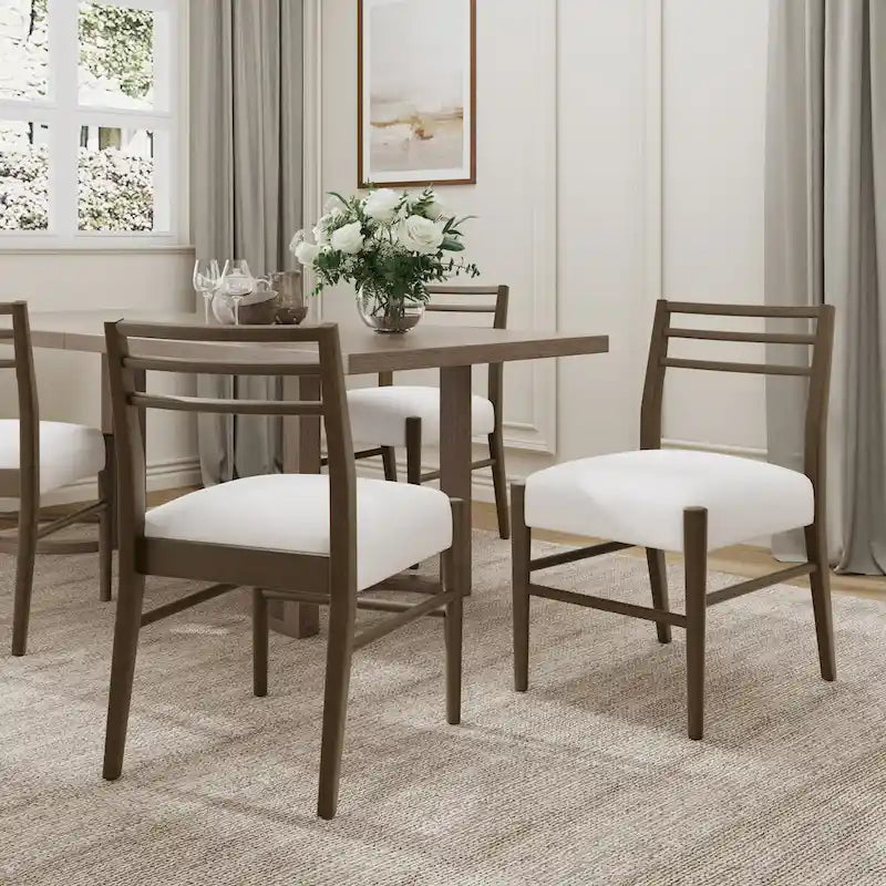 Chaises de salle à manger rembourrées en tissu fétuque et bois d'hévéa (lot de 2) par Christopher Knight Home