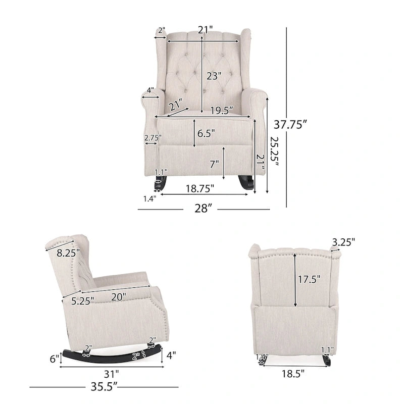 Fauteuil à bascule à oreilles capitonné en tissu Dobles de Christopher Knight Home