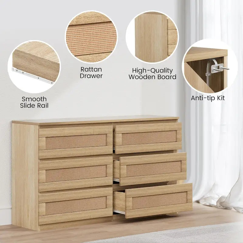 Commode en rotin pour chambre à coucher