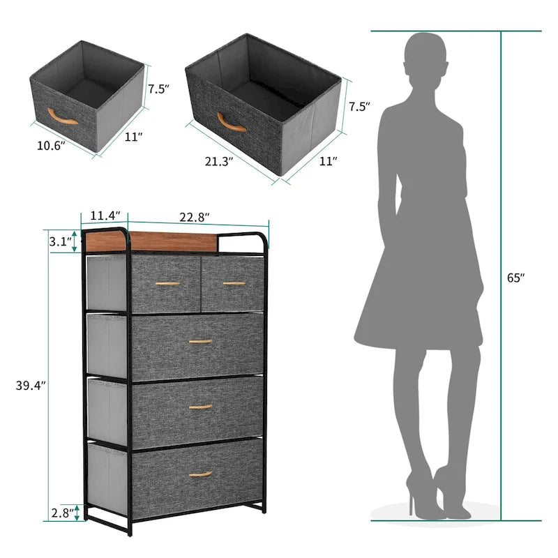 39,4 Meuble de rangement à 5 tiroirs