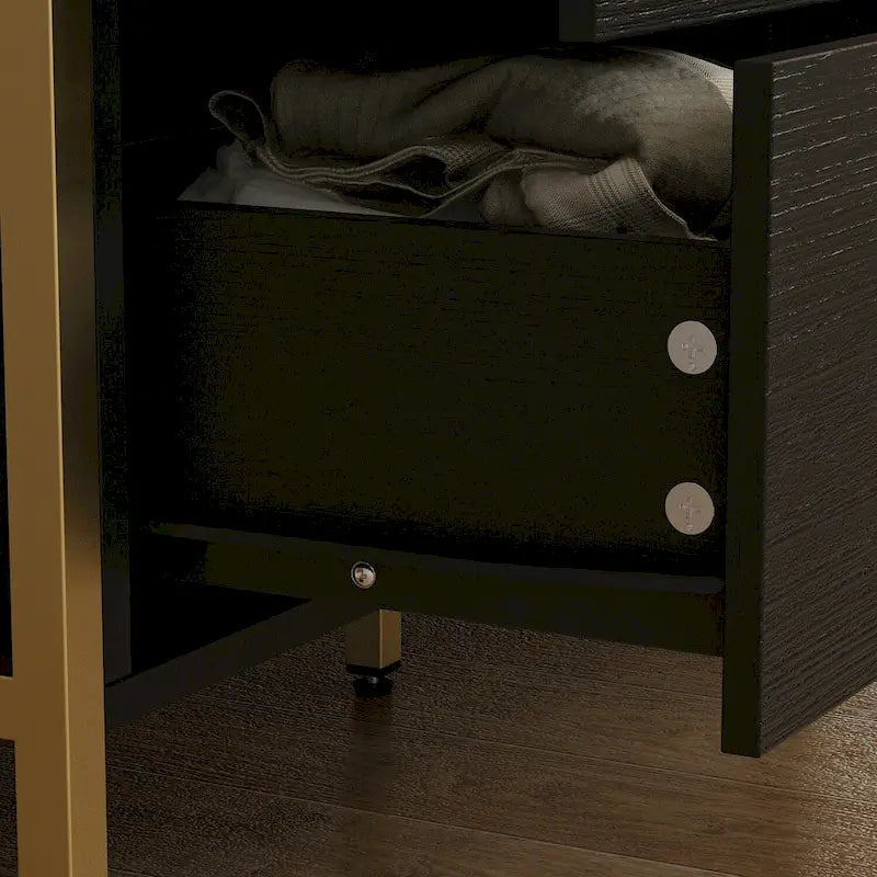 Commode polyvalente à 9 tiroirs - Noir et or élégants, coffre de qualité supérieure