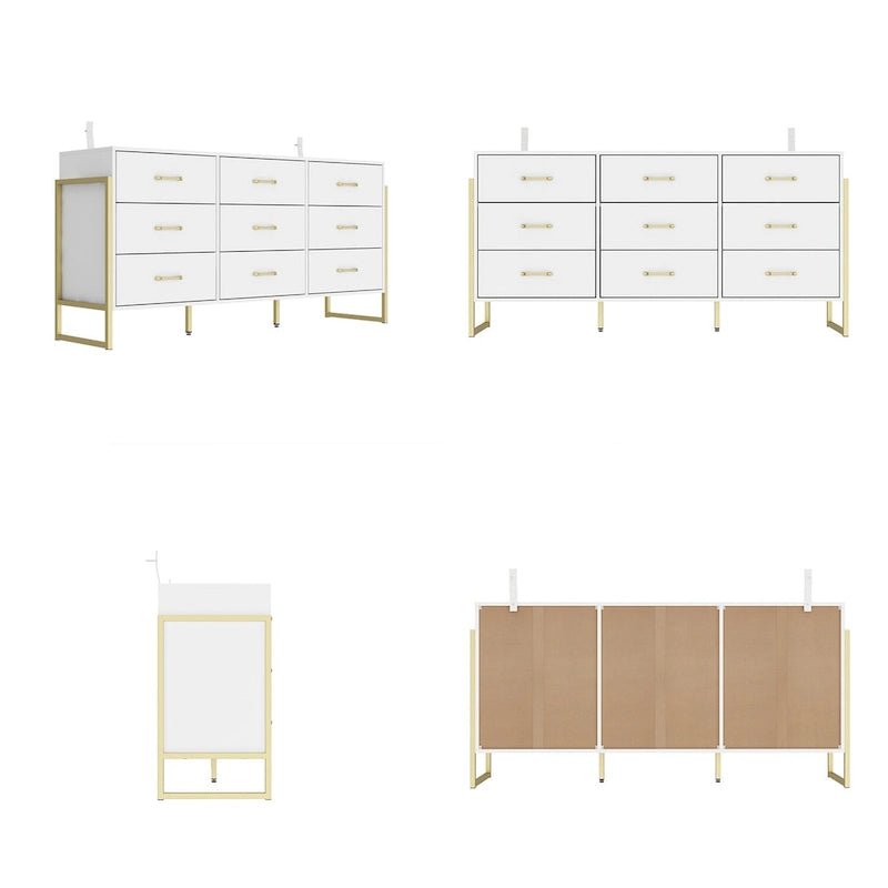 Commode polyvalente à 9 tiroirs - Noir et or élégants, coffre de qualité supérieure