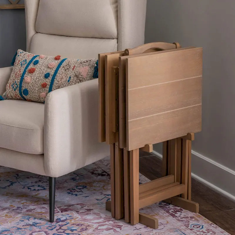 Ensemble de table et plateau en bois flotté d'acacia
