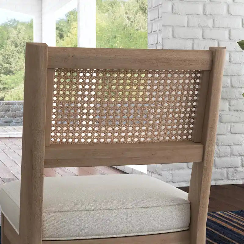 Ensemble de salle à manger Brentwood 5 pièces en bois brun comprenant une table ronde et des chaises à dossier en rotin - 47 x 30 x 47