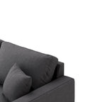 Canapé d'angle convertible en tissu gris avec espace de rangement et 2 coussins décoratifs