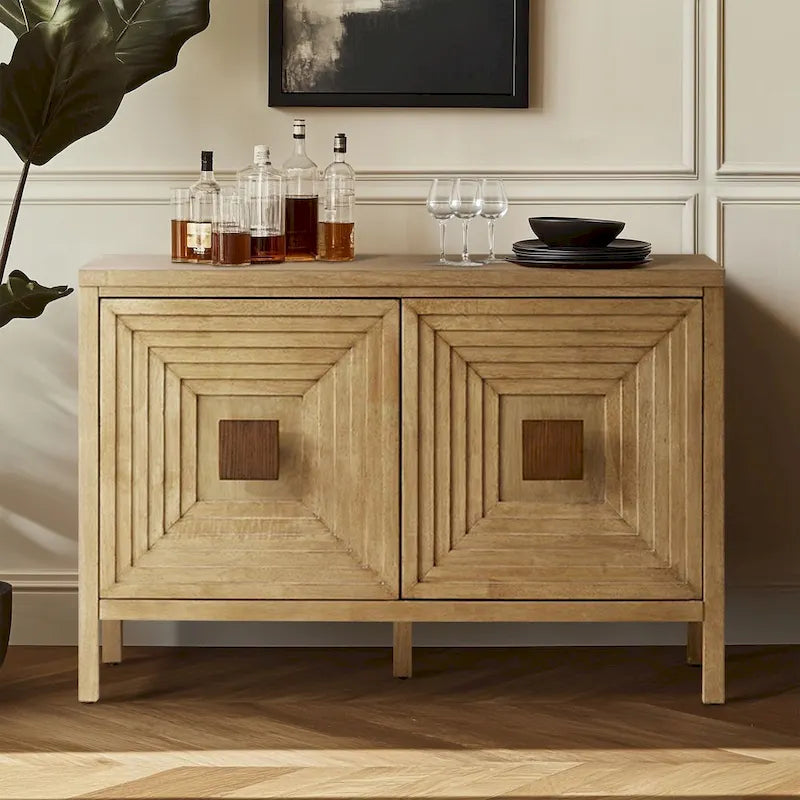 Armoire de rangement géométrique à 2 portes Madison Park Paige avec étagères réglables